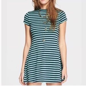 FP Beach Striped Mock Neck Mini Dress